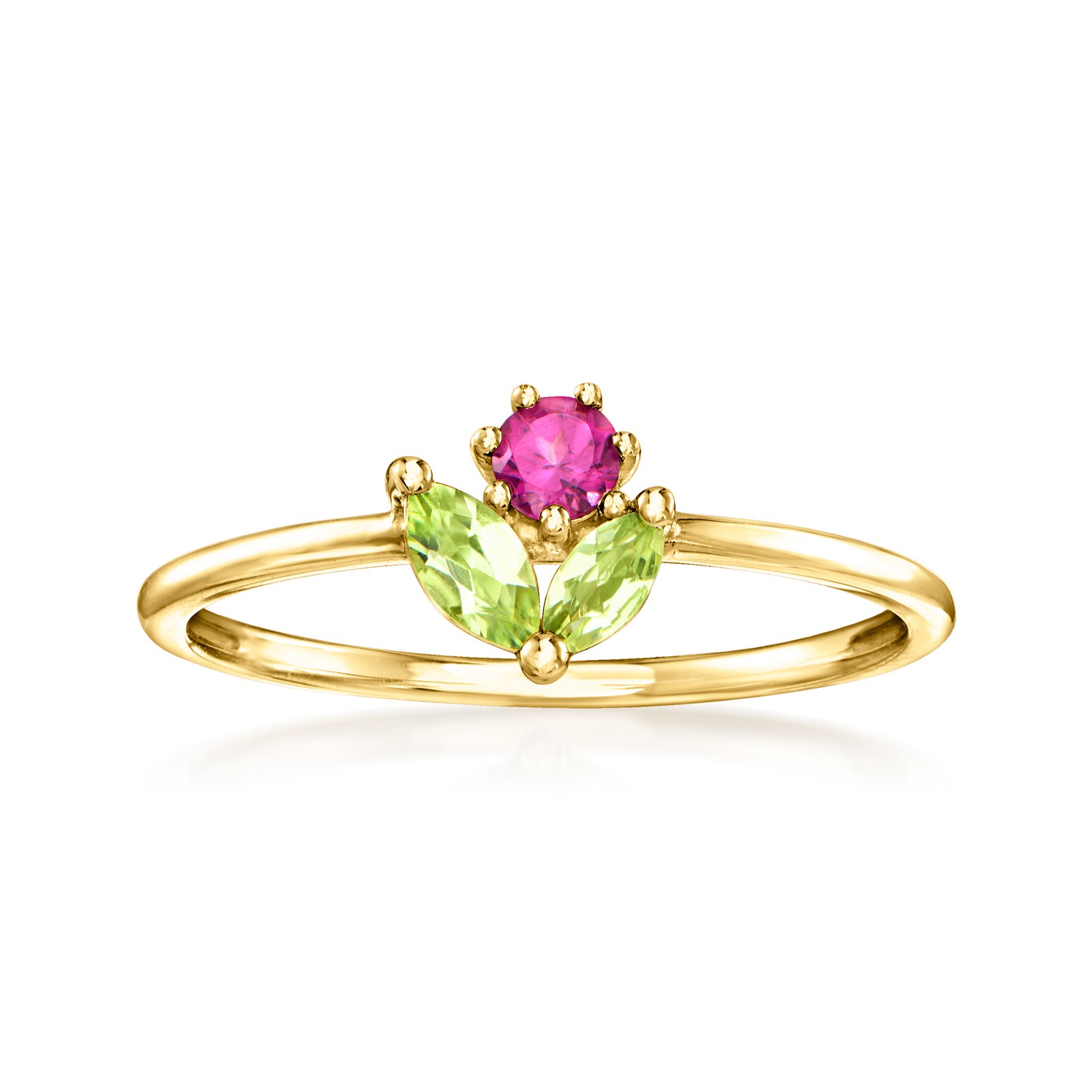 Pure Collection by Ross-Simons Rhodo Garn & Peridot Rng in 14k Gold