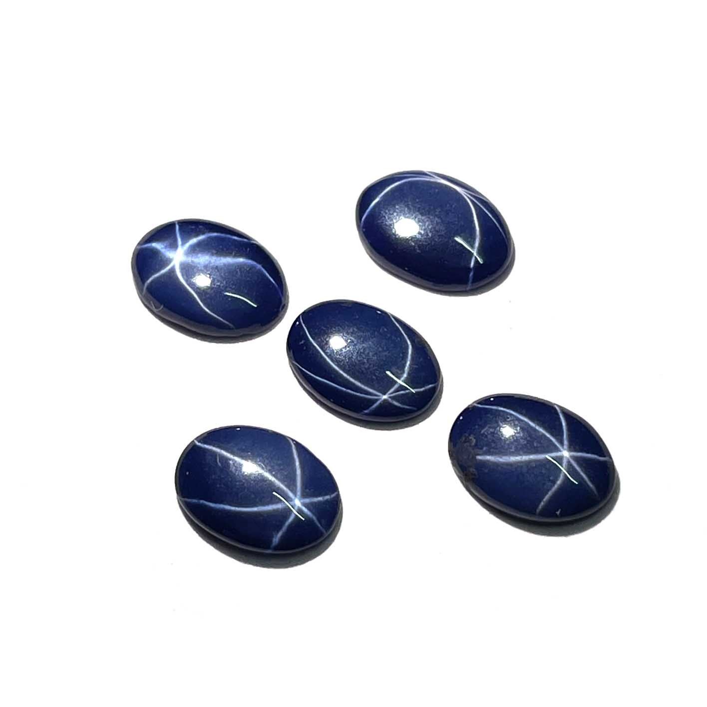 Diffused Star Blue Sapphire Oval Cabochon Loose Gemstone 12 Pcs 5*7 MM 7.5 CT