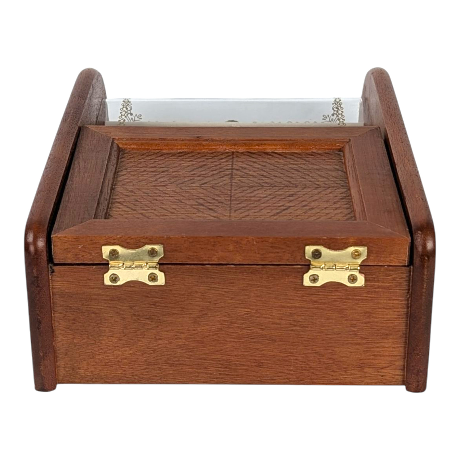 MCM Mid-Century Modern Vanity Table Top Jewelry Box – Wood With Acrylic Top