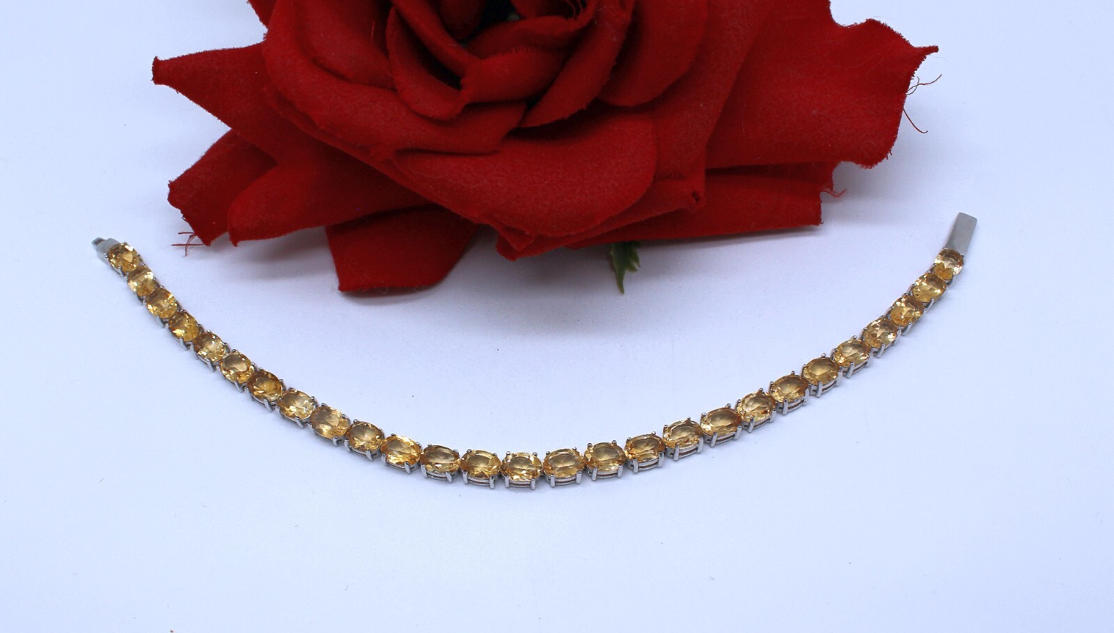 Sterling Silver FAS Citrine Tennis Bracelet 14.04g CAT RESCUE