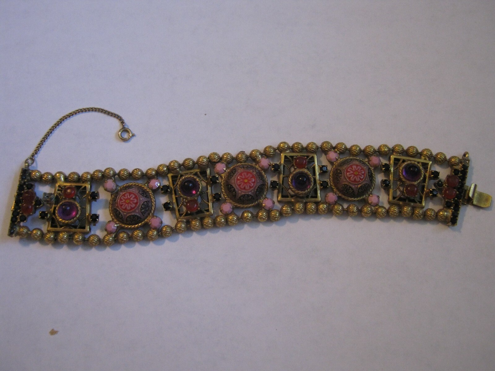 JULIANA D&E Moroccan Matrix Ball Chain Bracelet #2931, Pink & Black, Needs TLC
