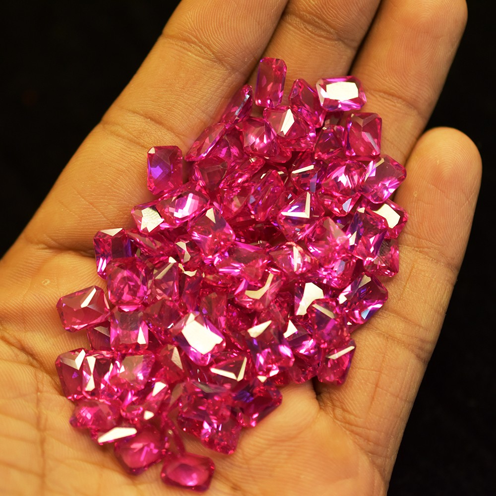 CERTIFIED Pink Sapphire 12.00 Ct 7×5 mm Lot Perfect Emerald Cut Natural Gemstone
