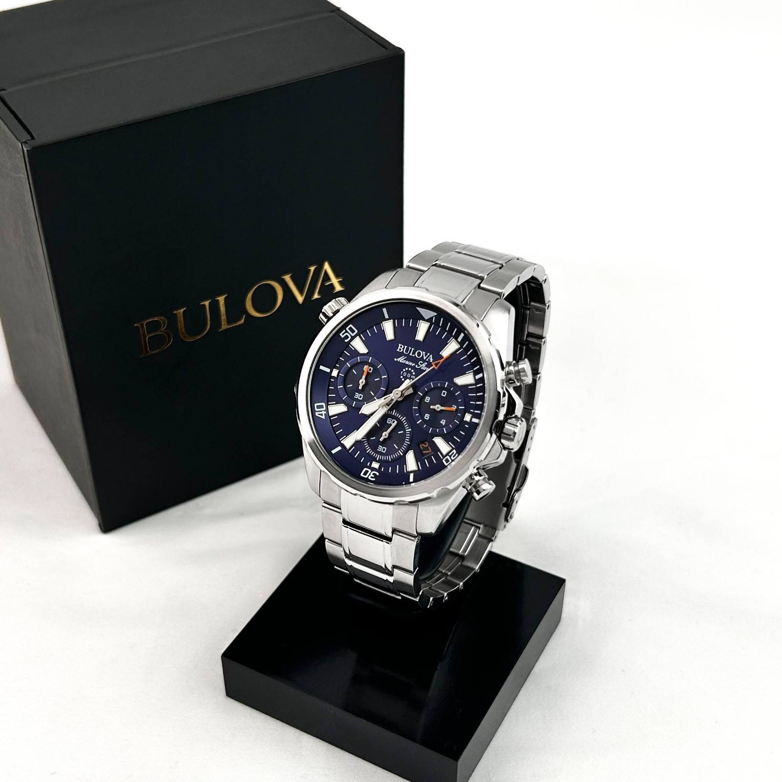New Bulova Classic Blue Marine Star Stainless Steel 96B256 Men’s Watch (43MM)