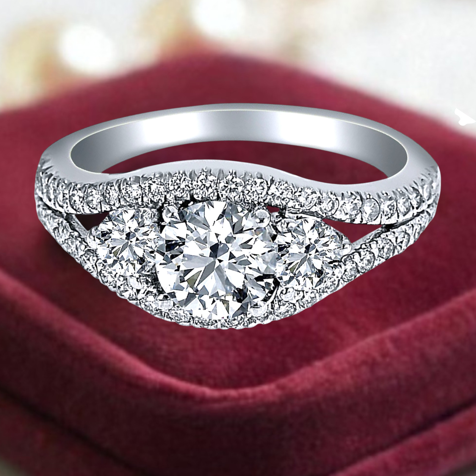 950 Platinum IGI Certified Lab Created Diamond Engagement Ring 3.25 Ct Round Cut
