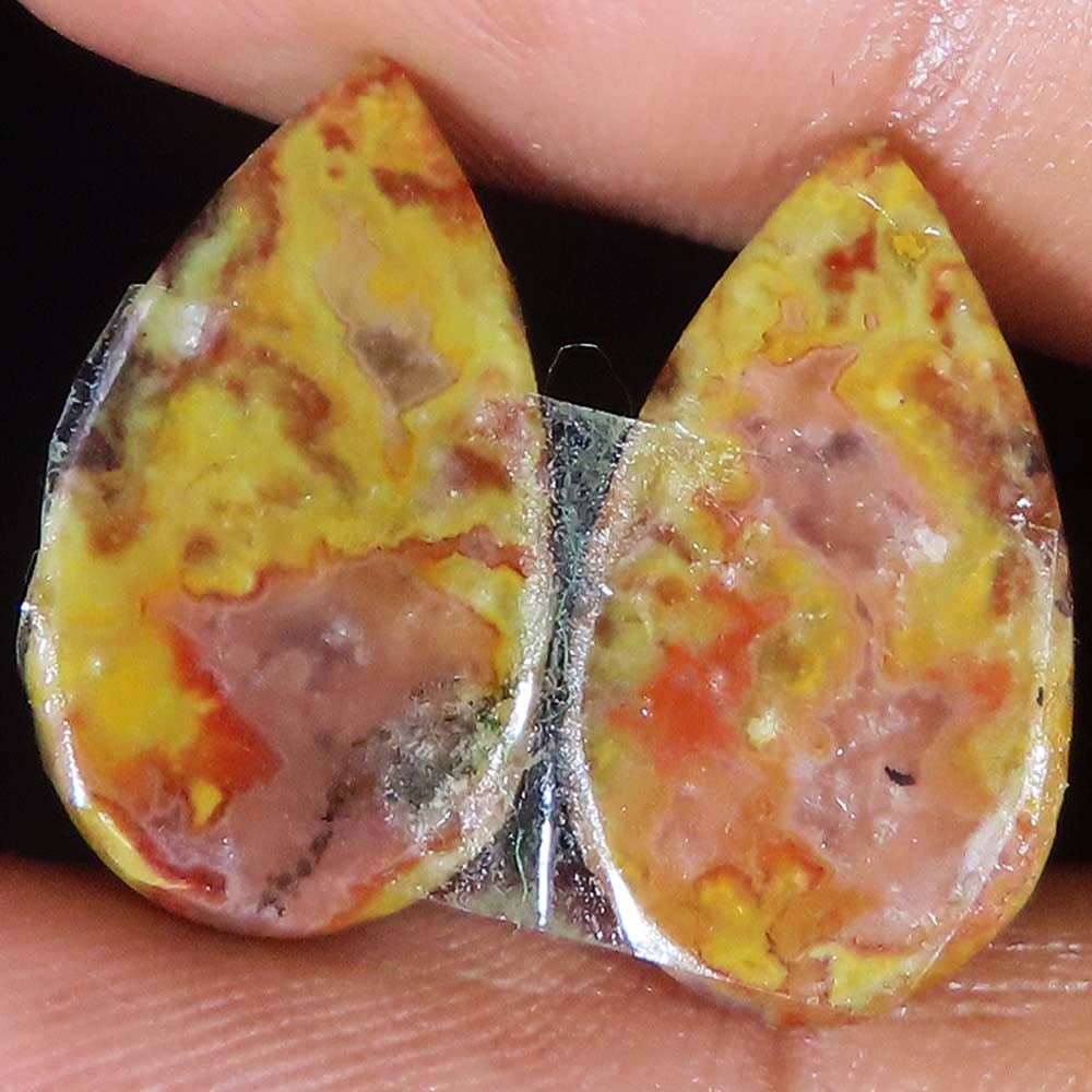 14.60 Cts Natural Moroccan SEAM AGATE Pair Cabochon 11x20x3 mm Gemstones FD572