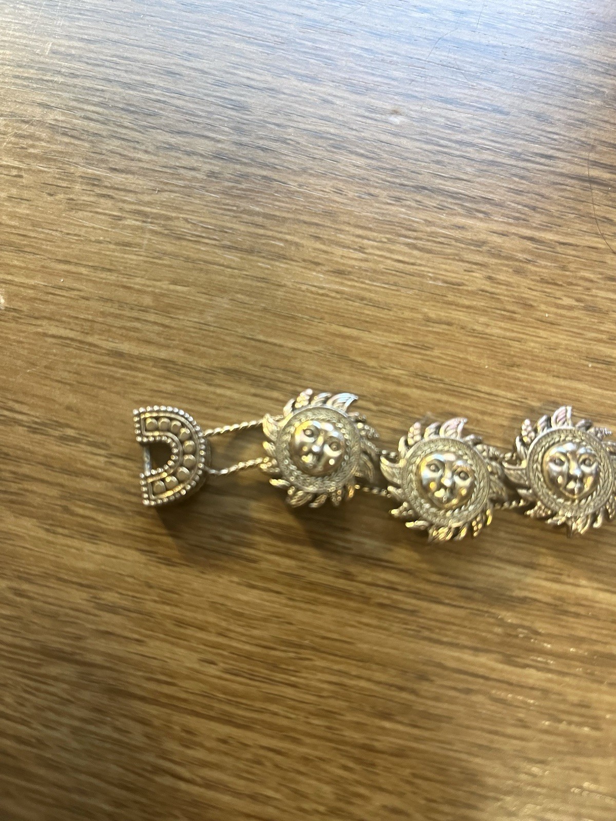 Gold Tone Sun Motif Bracelet 7. Inches South East Asia Decorative Motif .