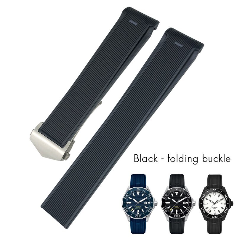 20mm 21mm 22mm Rubber Silicone Band Strap For Tag Heuer CARRERA AQUARACER Watch