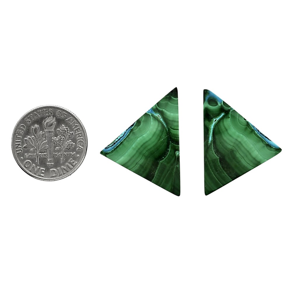 Natural Malachite Eye Pair 18.5×25.5×4 mm Fancy Polished Gemstone LS65-04239