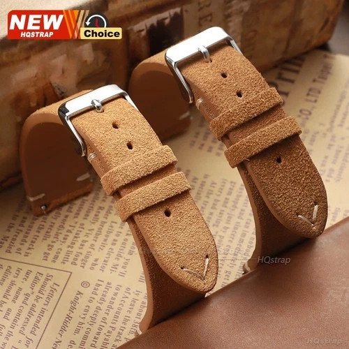 16 18 19 20 21 22 MM Soft Suede Leather Vintage Strap Watch Band Quick Release