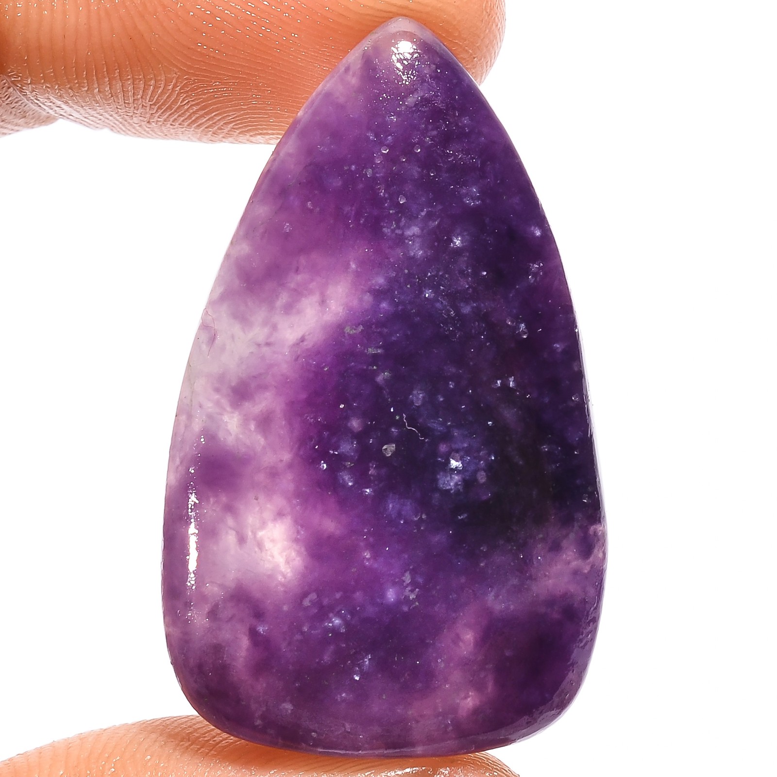 Natural Purple Lepidolite Pear Shape Cabochon Gemstone 42.5 Ct 36X22X6mm A-19571