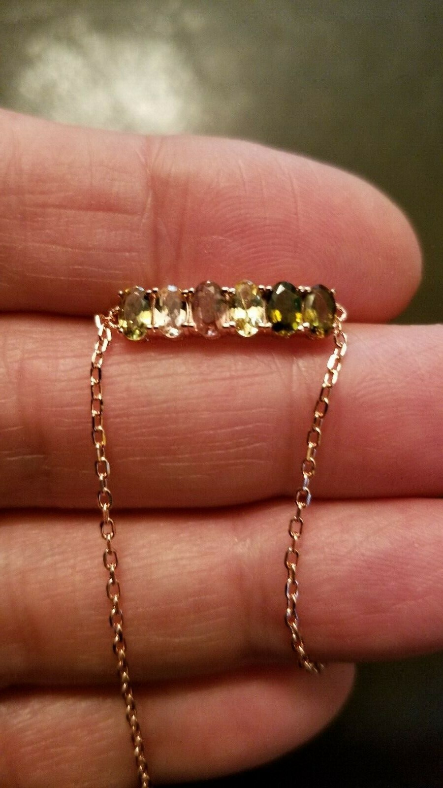 PRETTY MIX COLOR TOURMALINE 925 ROSE STERLING SILVER CHAIN BRACELET 6.5-8″
