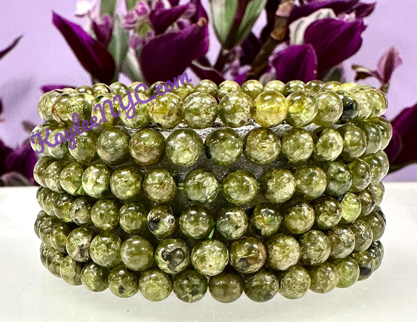 Wholesale 6 Pcs Natural Peridot 4mm 7.5” Crystal Stretch Bracelet