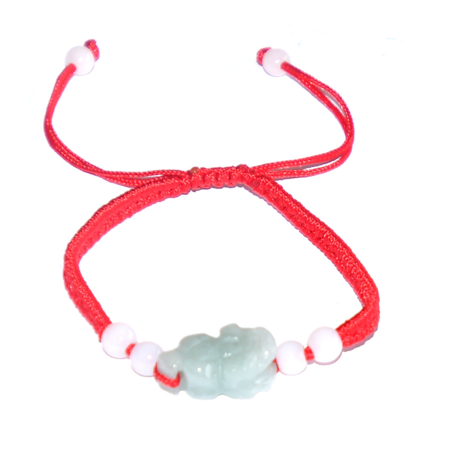 Macrame Friendship Adjustable Red Cord Feng Shui Jade Charm Bracelet Pi Yao