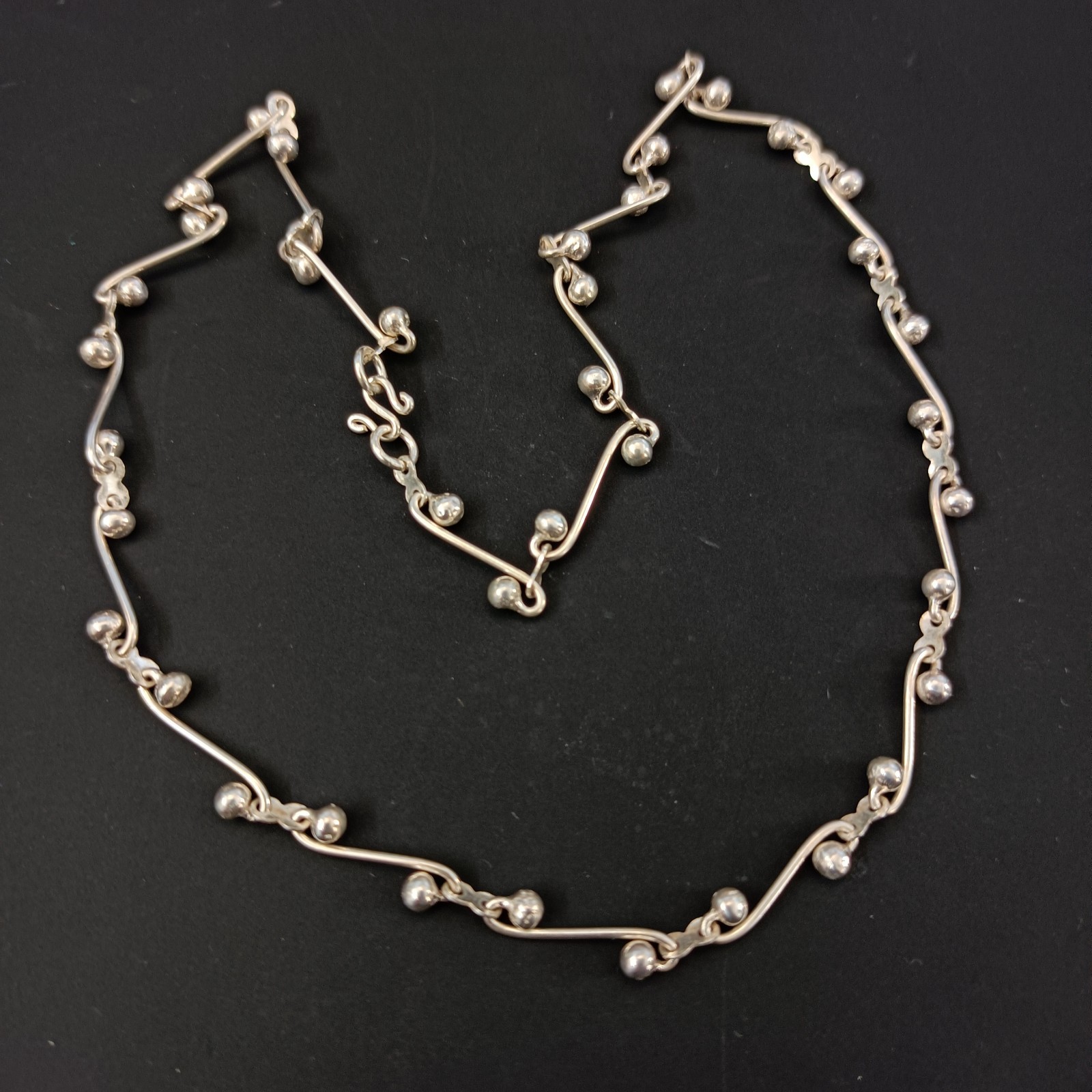 Sterling Silver Swirl Link Necklace Infinity Chain Modernist Chocker 925 Gift