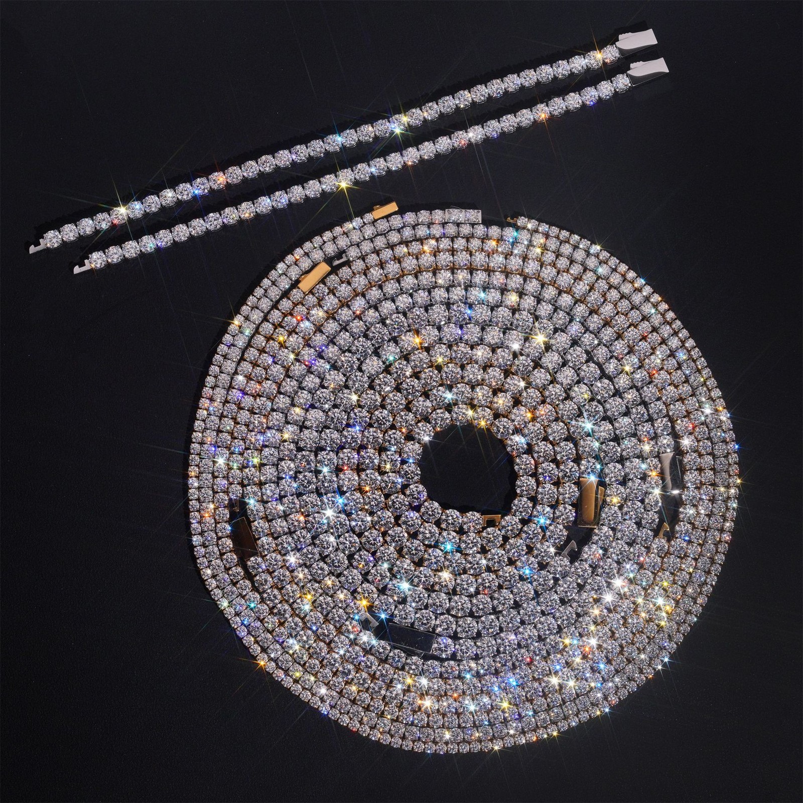 3-6mm 16-24″ Round Cut Zircon Tennis Chain 316L Stainless Steel Necklace Hip-hop
