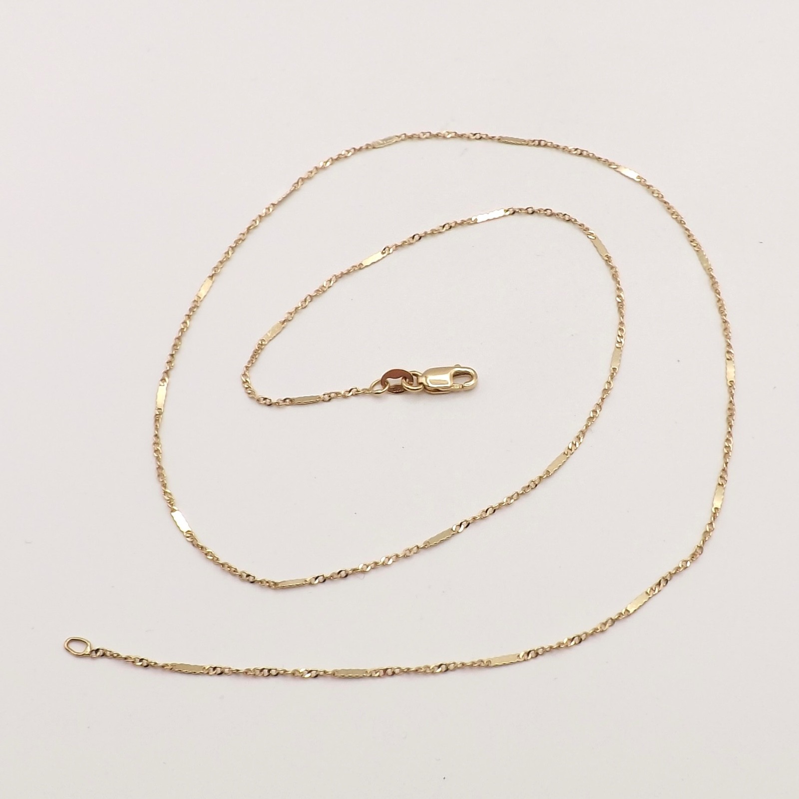 Solid 14k Gold Twist Curb Link Stations Pendant Chain Necklace 18in Italy New
