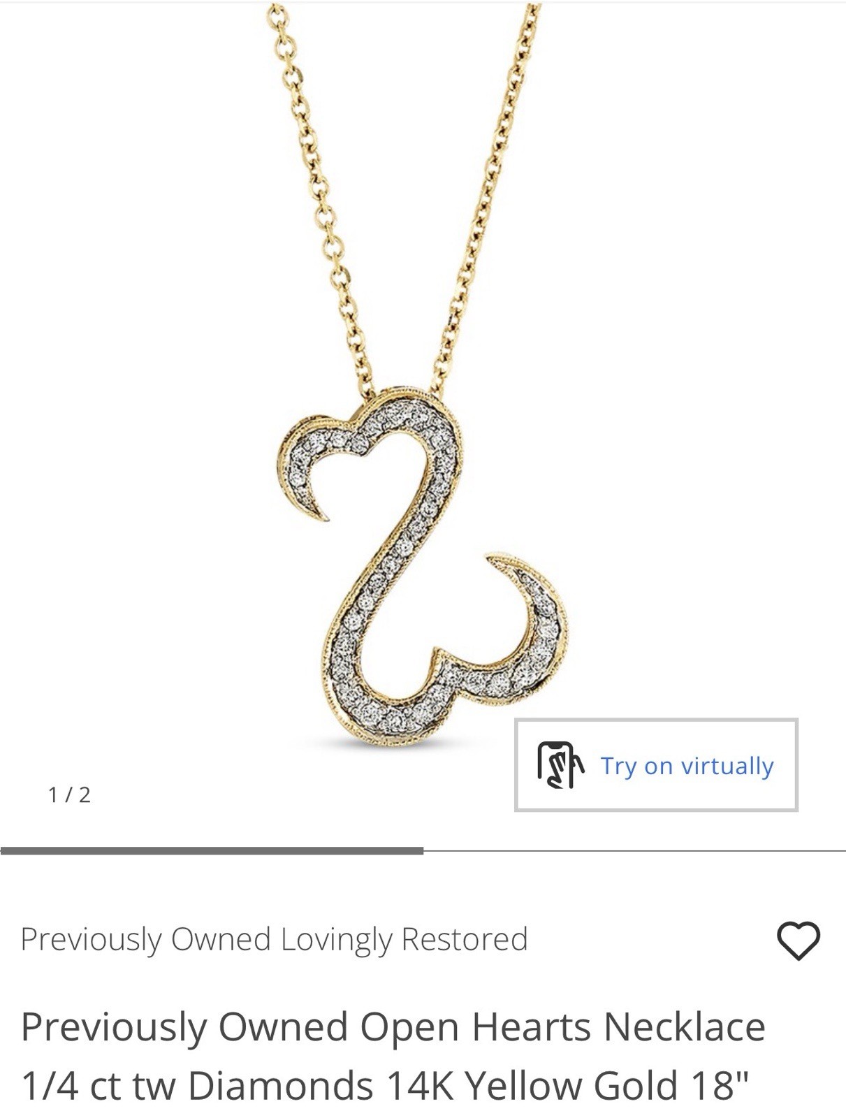 Jane Seymour Hearts necklace With 2 interlocking the shape of an open heart