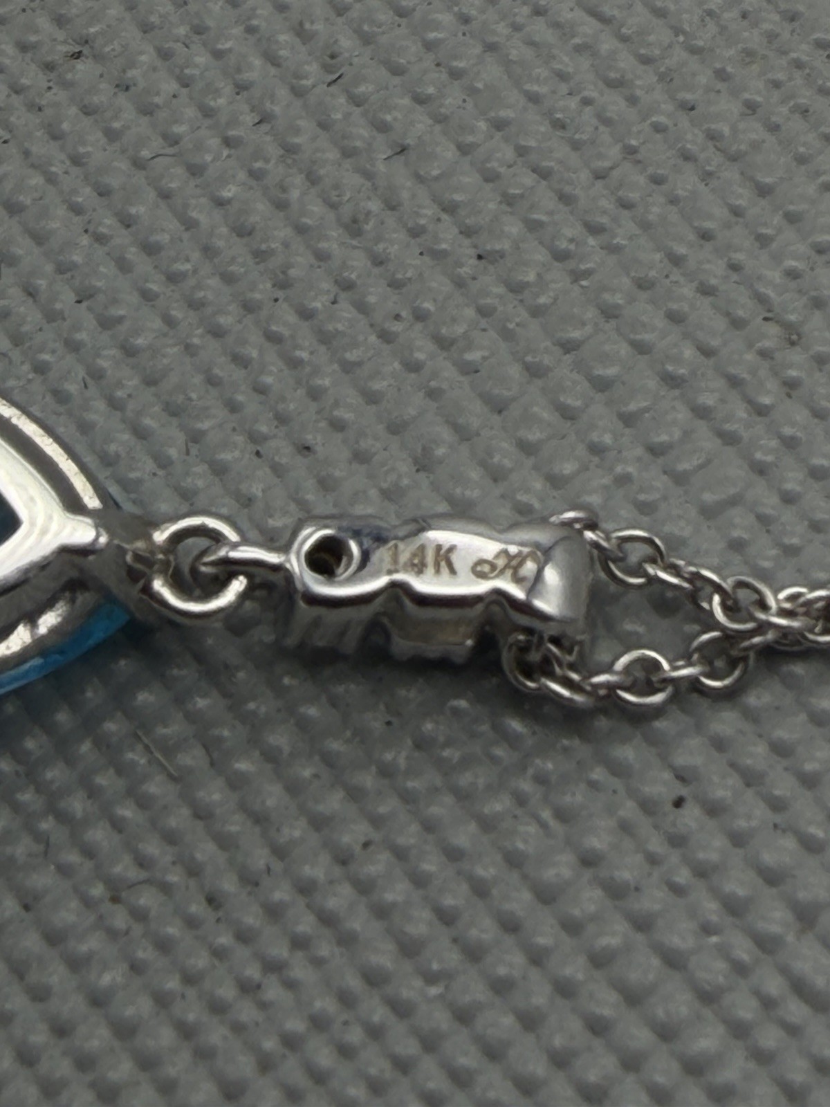 Blue Topaz & Diamond Pendant In 14k White Gold With Chain