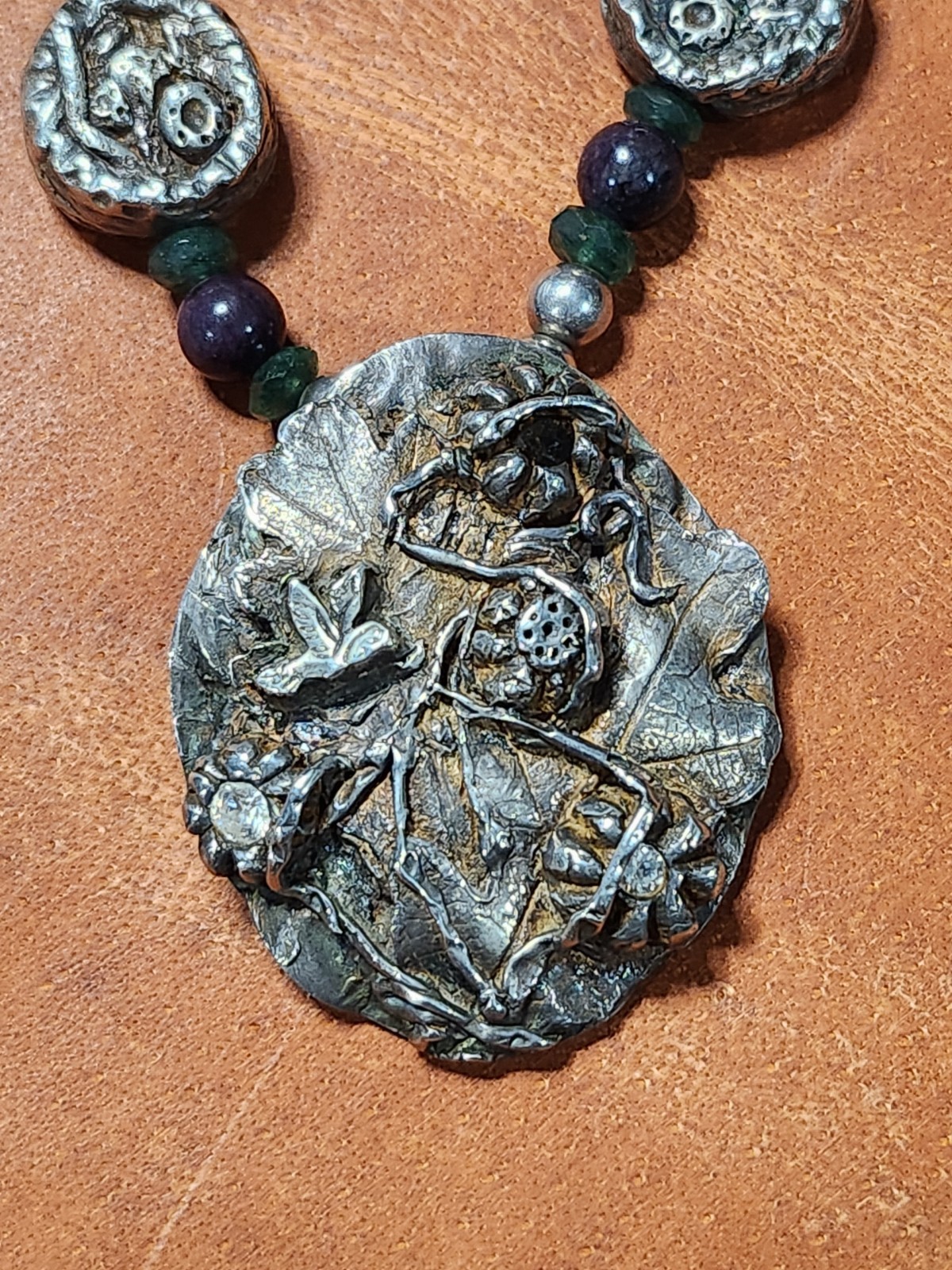 Handcrafted .999 Fine Silver Artisan Necklace With Natural Stones