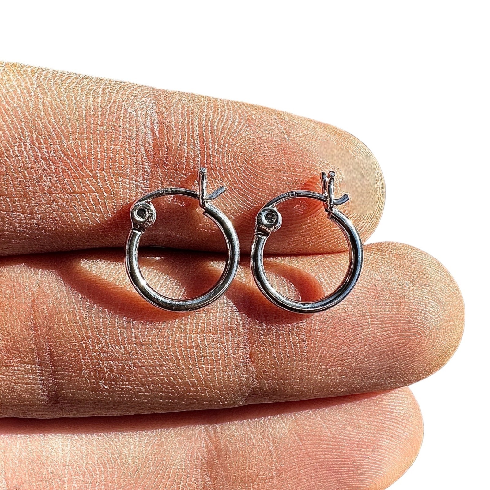 Sterling Silver Hoop Earrings 12mm Round Hoops Latch Back