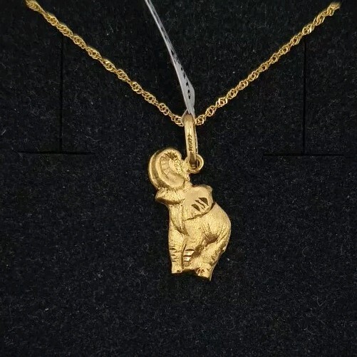 Pendant and Chain Gold 18k 750 ml. Elephant. Ref 07751-0-7