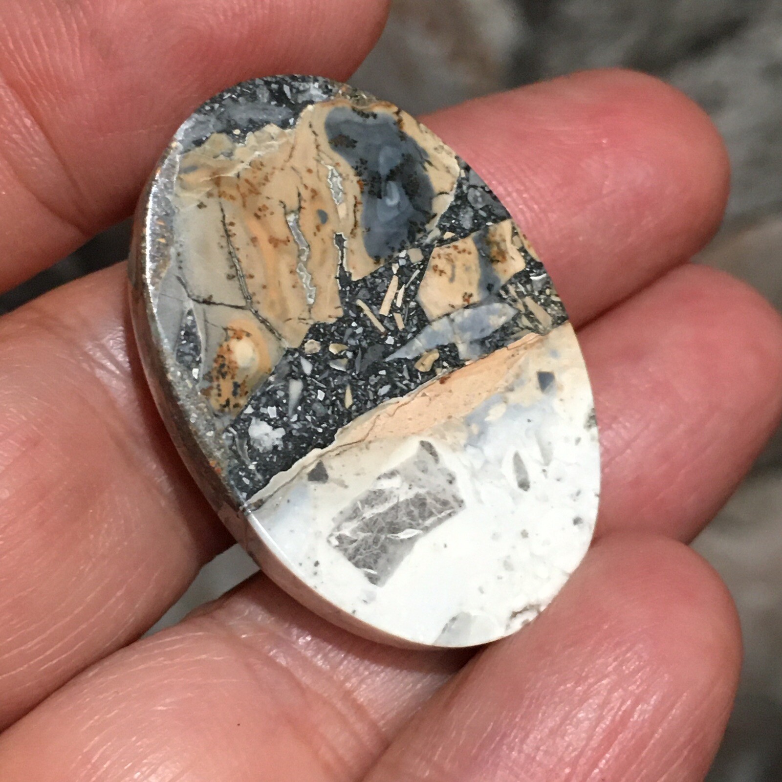 33x23x5mm Fine Scenic Oval Maligano Jasper Cabochon Picture Stone