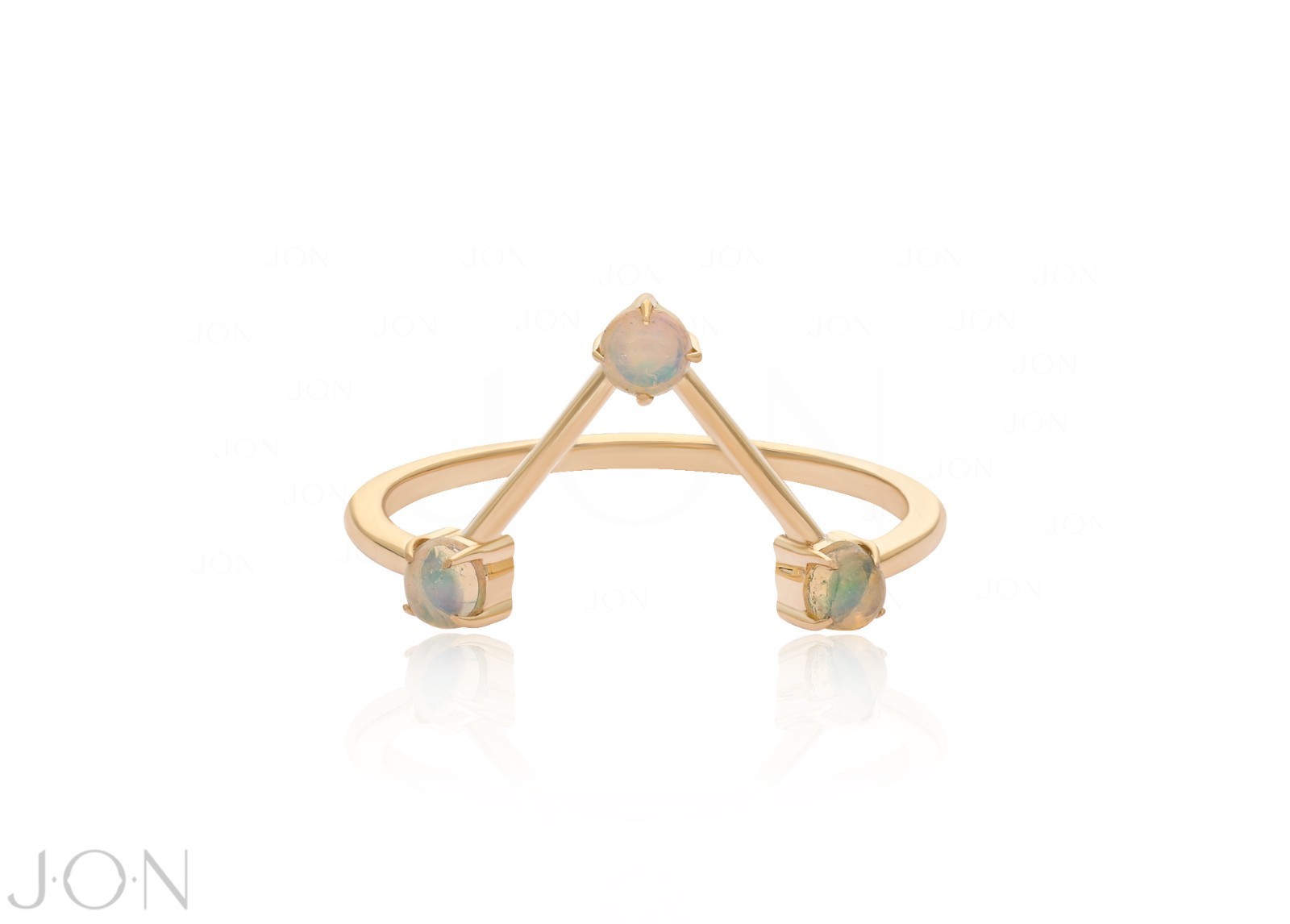 14K Yellow Gold Multi-Stone Engagement Ring-Opal/moonstone/pearl/turquoise