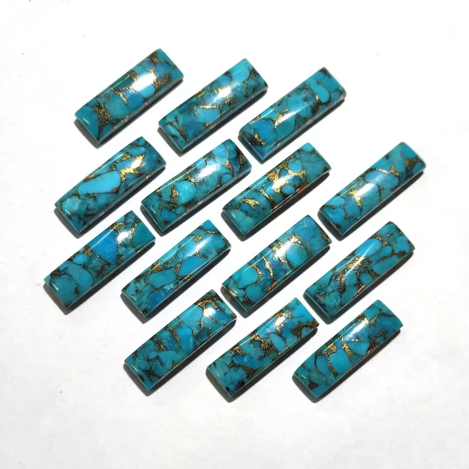 Blue Copper Turquoise Cabochon Rectangle Shape Loose Gemstone Lot Jewellery.