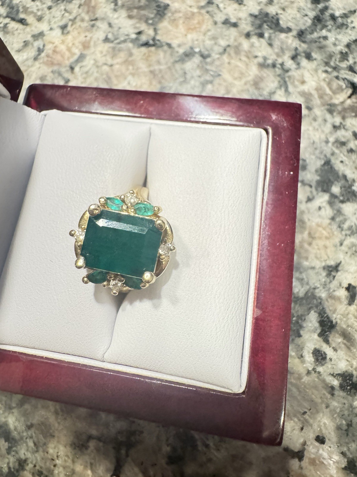14 K Gold Natural Zambian Emerald 4.2 Carats With Diamonds