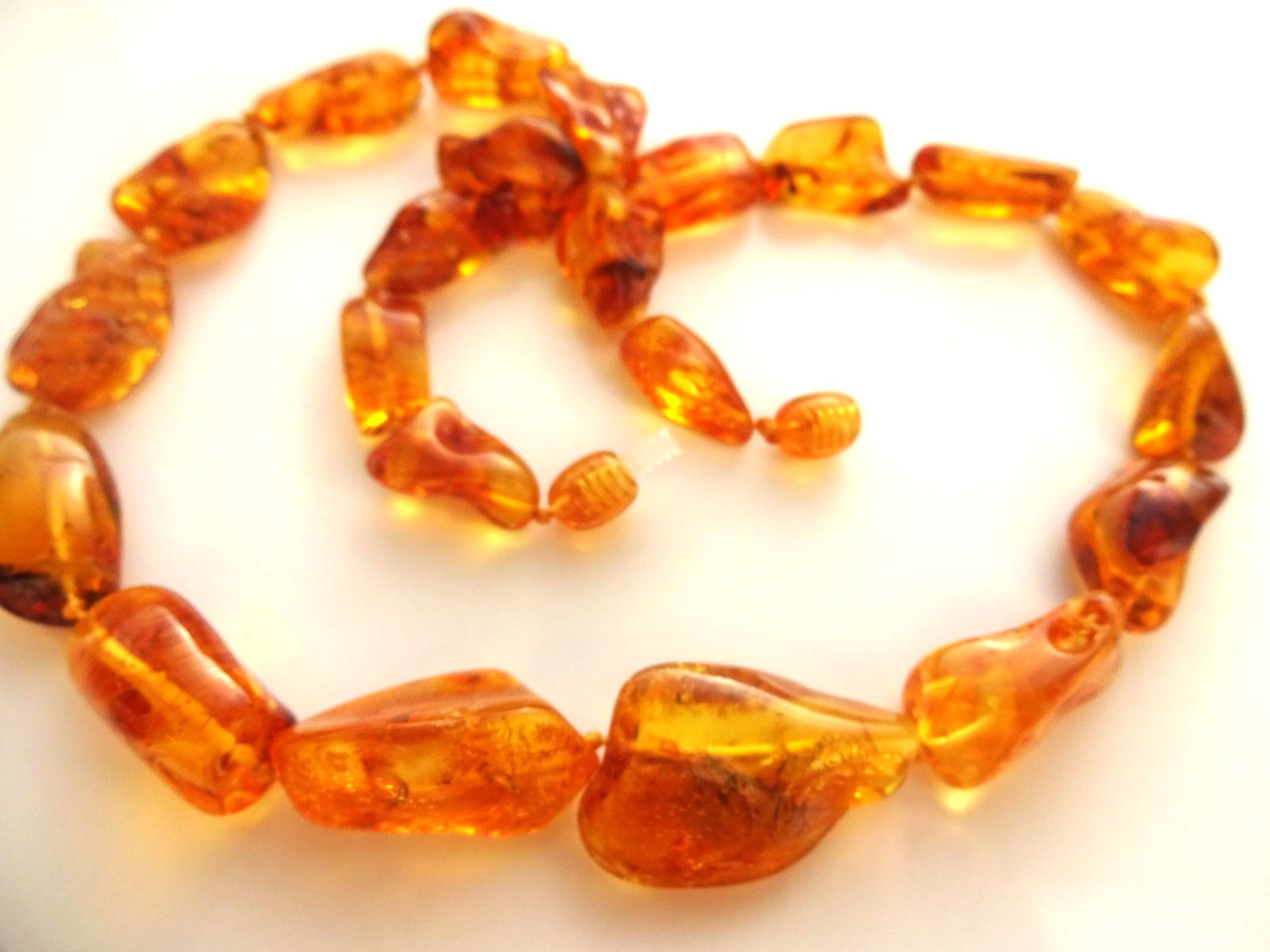 Natural Amber Bead Necklace – Baltic Style – Honey Color 17.7” 45cm