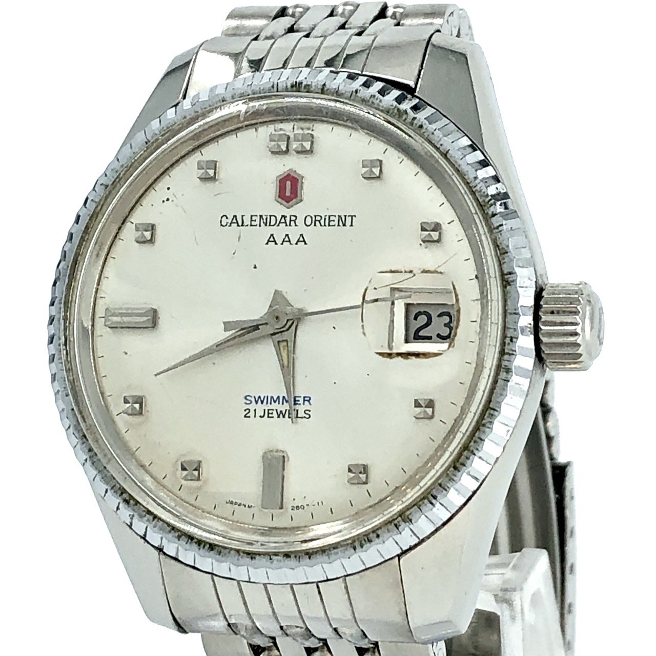 ORIENT CALENDAR AAA SWIMMER Automatic 21 Jewels Silver Dial Date Wristｗatch
