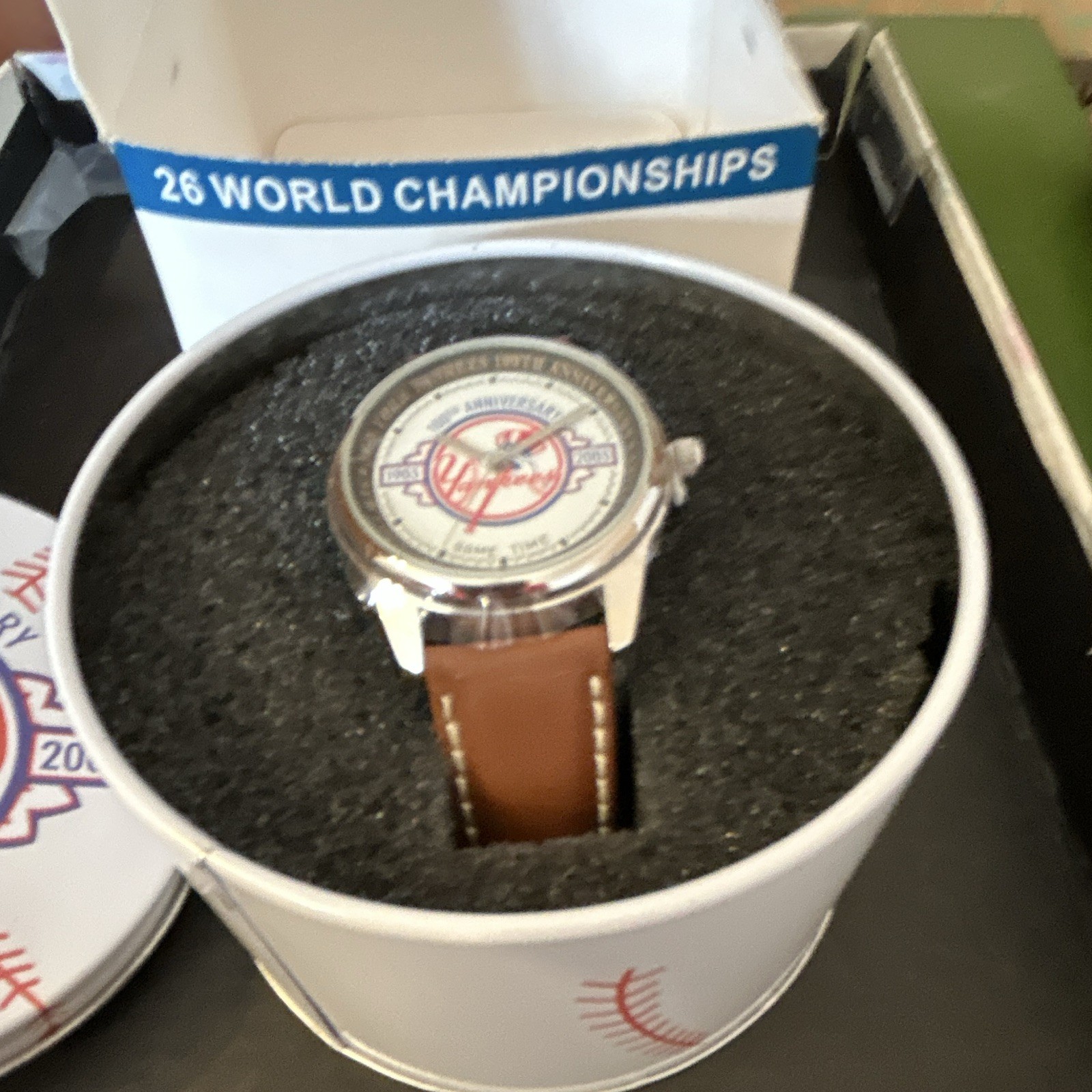 Game Time NY Yankees 100th Anniversary Quartz Analog Leather Watch w/ Box