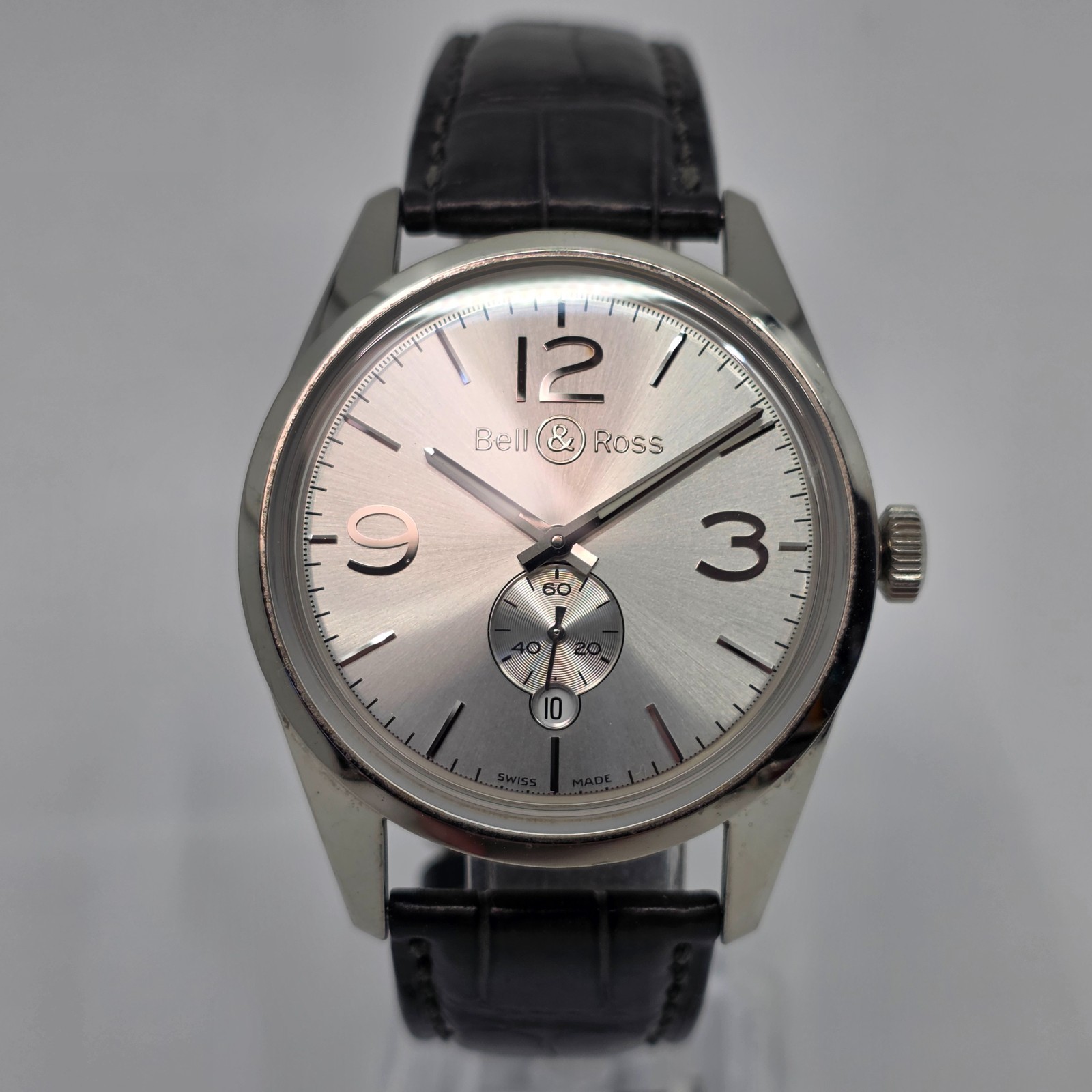 Bell & Ross Officer Automatic Steel 41mm Silver Dial on Strap BR123-95-SP