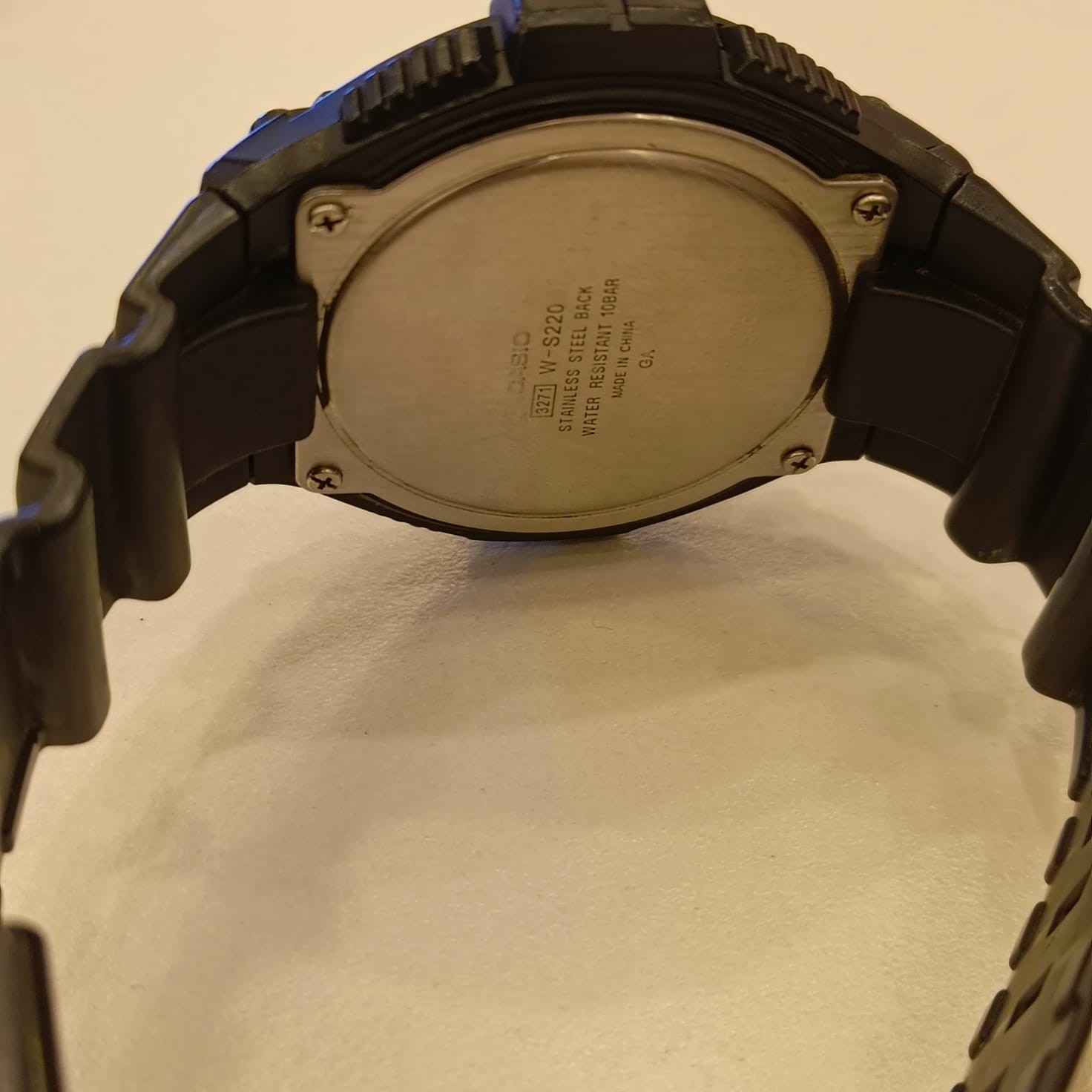 ​Casio Tough Solar W-S220 Digital Watch 3271 Black Resin 100M Lap Memory 120