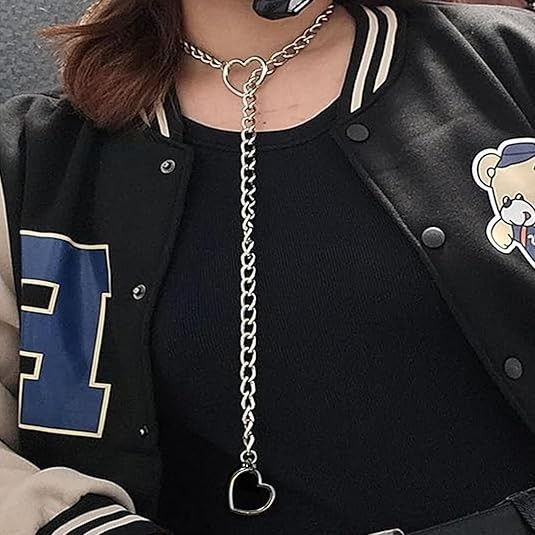 Slip Chain Necklace Heart Slip Chain Choker for Women Gothic Rock Cuban Link Nec