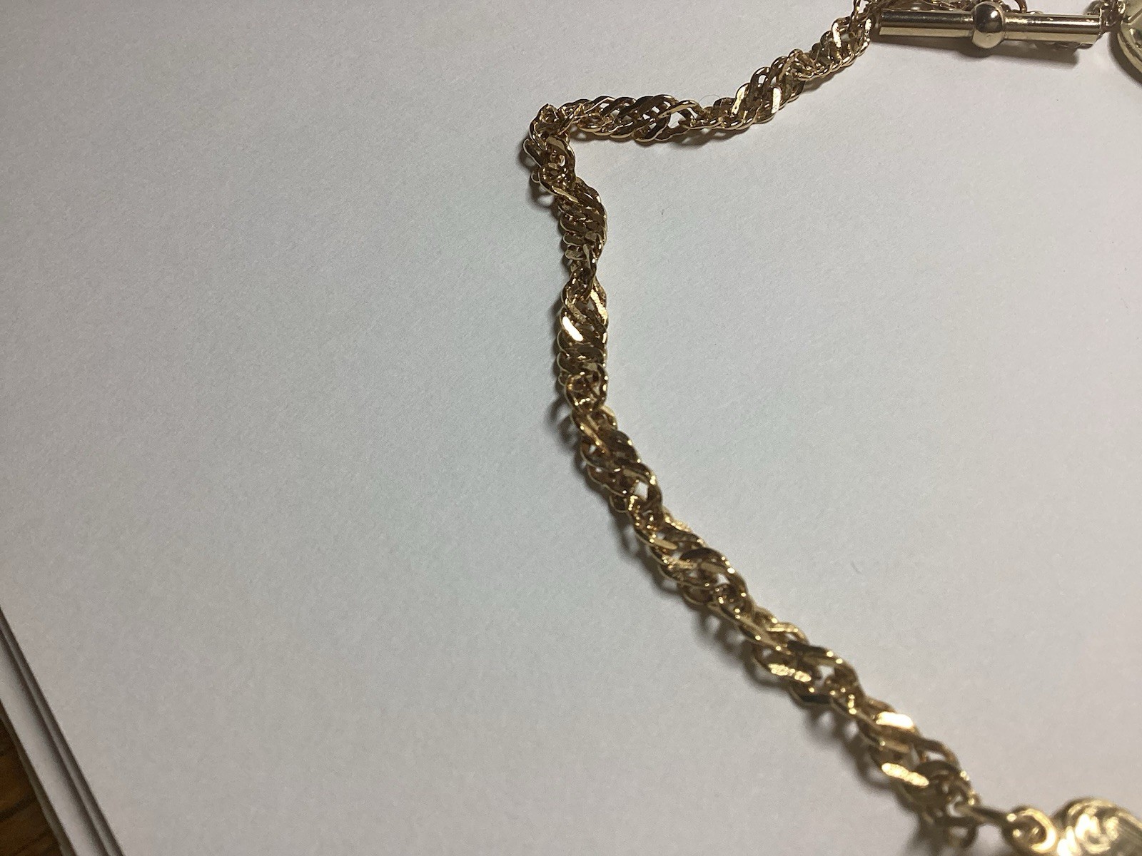 Bright Gold Watch Chain Horse Shoe Whip Silver Tone Horse Fob Vintage Free Ship