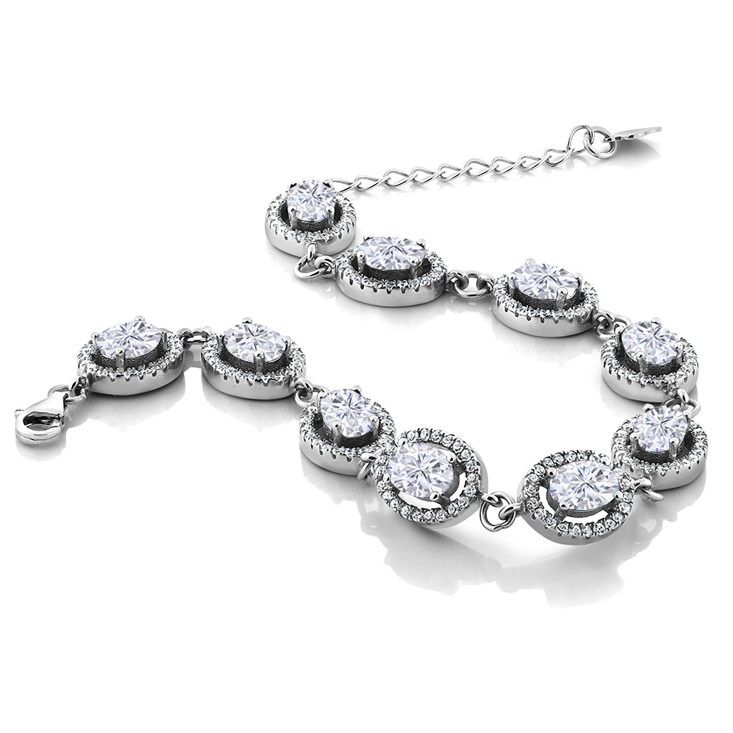 8-17 Cttw Oval Halo Statement Tennis Bracelet For Women | 925 Sterling Silver |