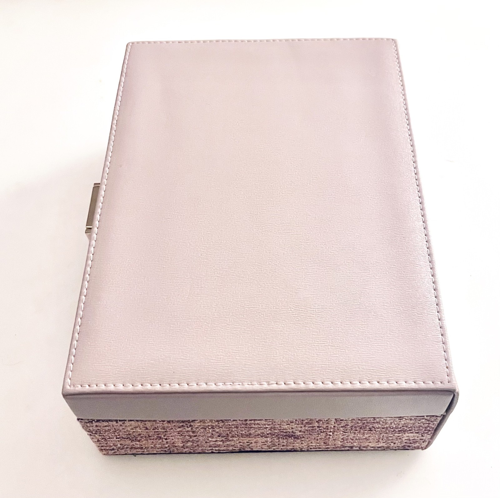 Jewelry Box – 1950’s Style Lavender Faux Leather & Fabric Keepsake 10”x7.5”