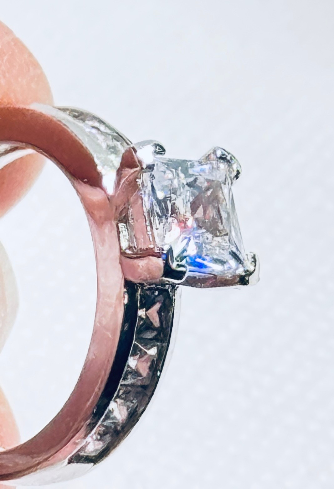 Silver Tone Bridal Ring Set Princess Cut Simulated Diamond Fashion Jewelry
