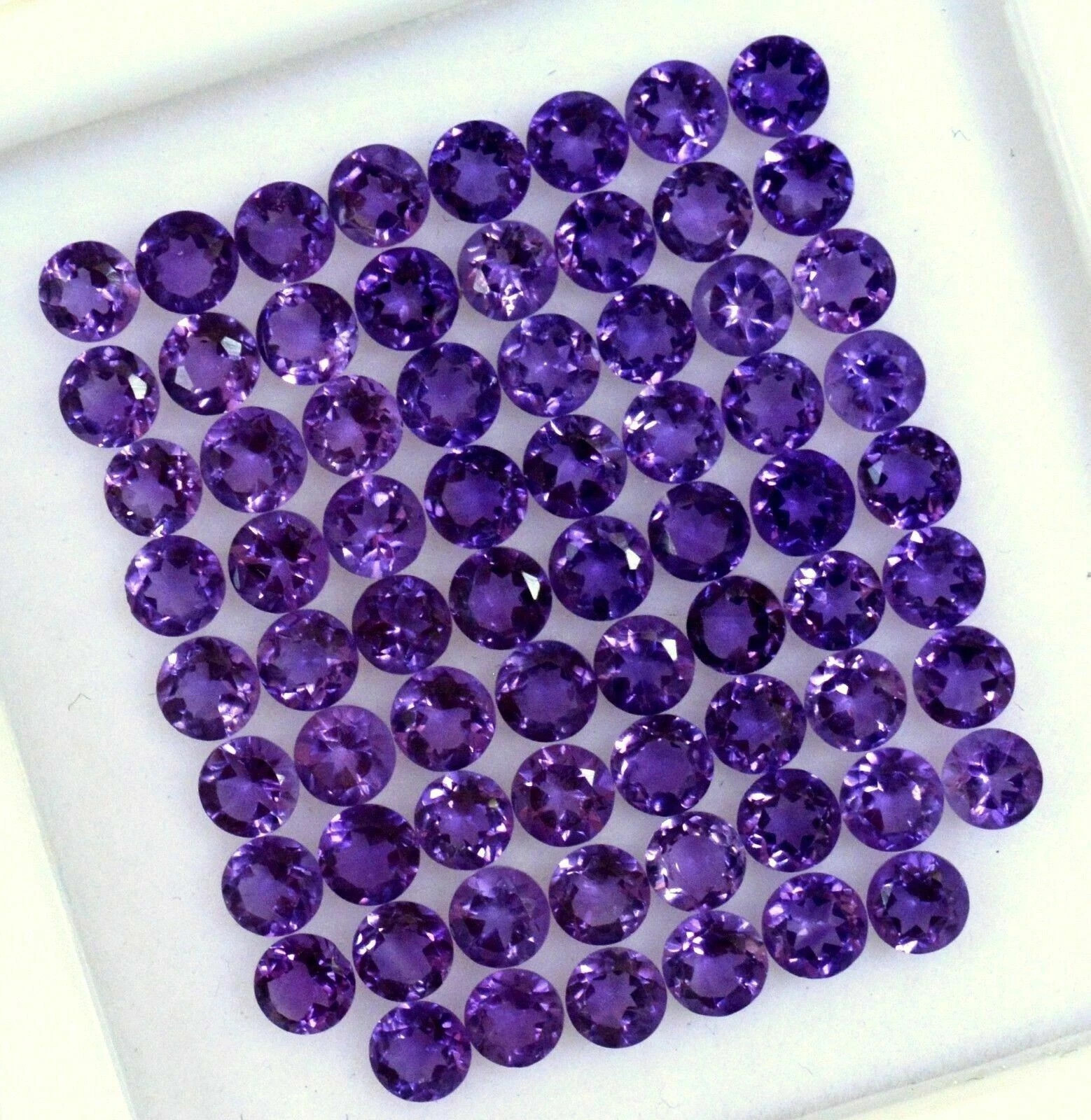 Natural Amethyst 6mm Round Cut 60 Pcs Loose Certified Gemstones Lot+ Free Gift