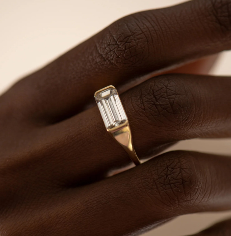 Diamond Ring Wedding Gold Lab Grown 18K Yellow Emerald Cut GLI IGI 5 6 2 Carat