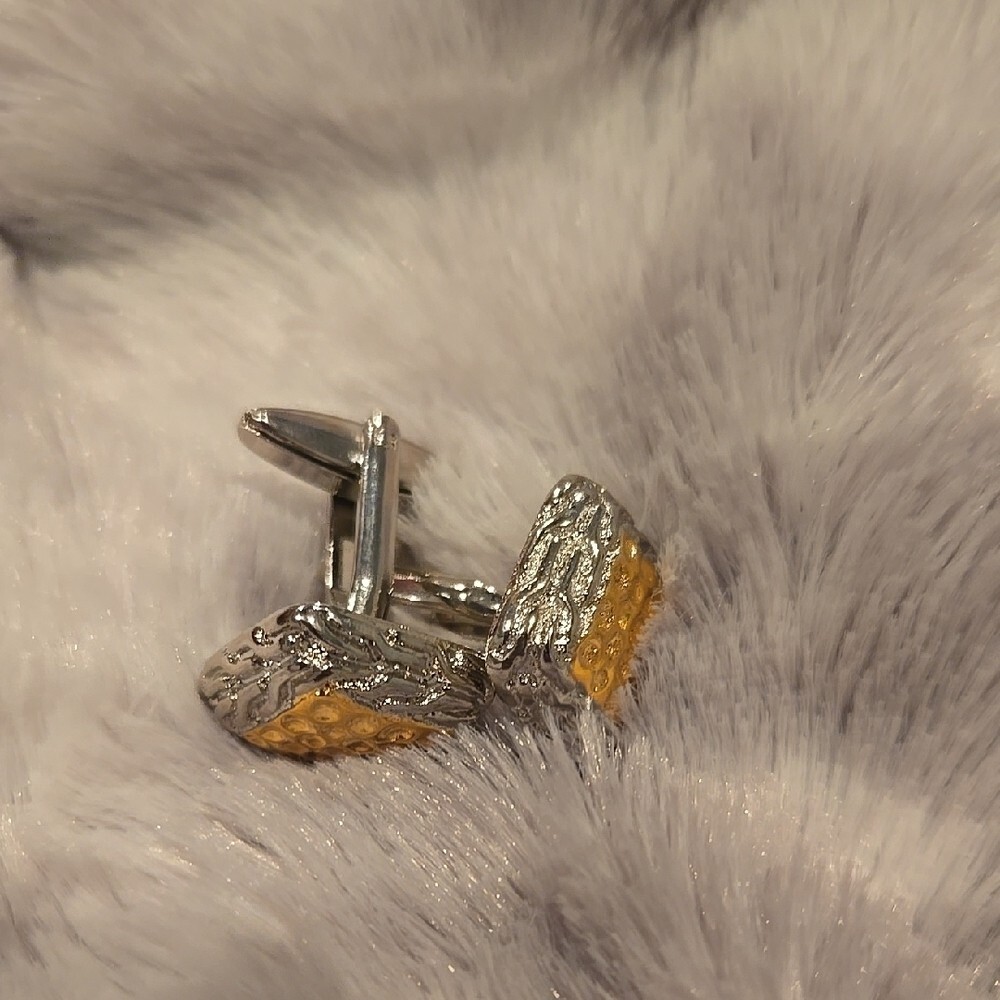 Gold & Silver Color Stainless Steel Cuff Links Brand New In Box