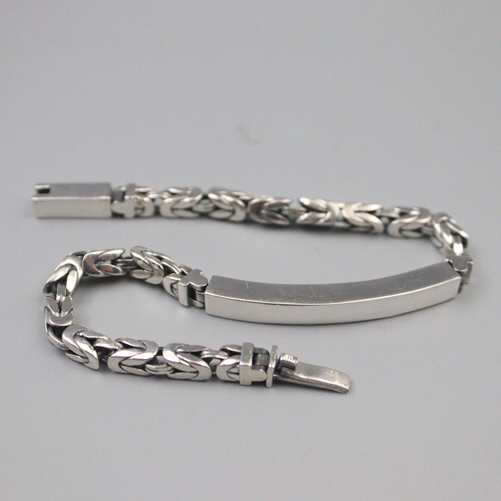 Solid 925 Sterling Silver 4mm Byzantine Link Chain Bracelet 8.26inch Special