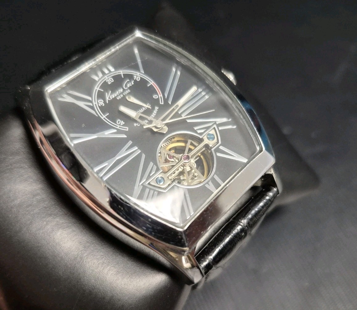 Kenneth Cole KC1982 NY Men’s Power Reserve Indicator Automatic Open Heart Watch