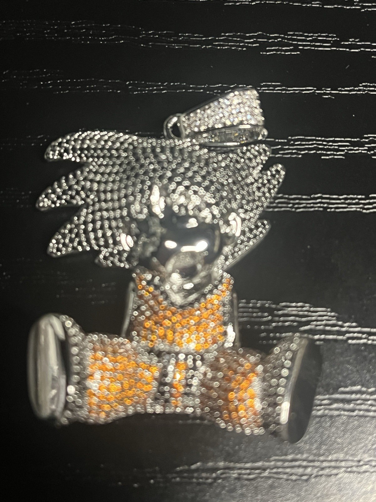 925 silver plated over stainless steel with 5A CZ iced out Goku pendant
