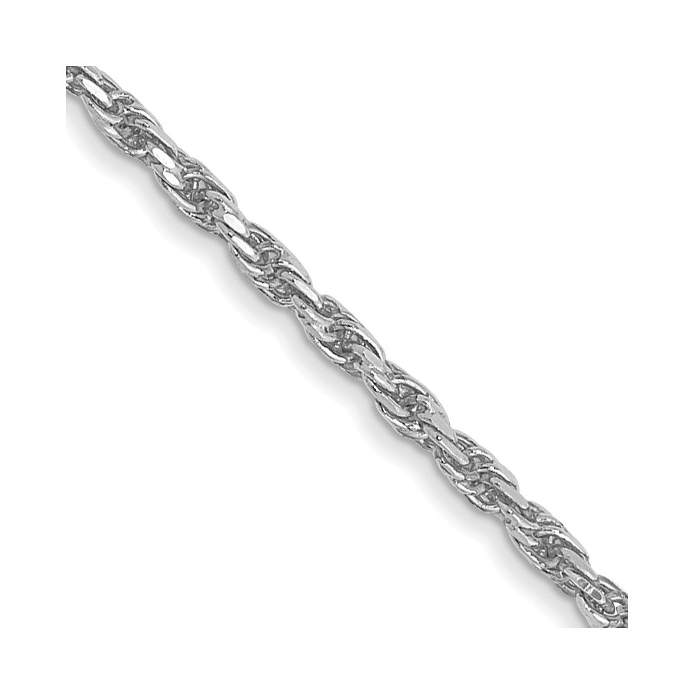 14K White Gold 1.3mm Diamond-cut Machine Made Rope Chain Necklace 30″ 5.37gm