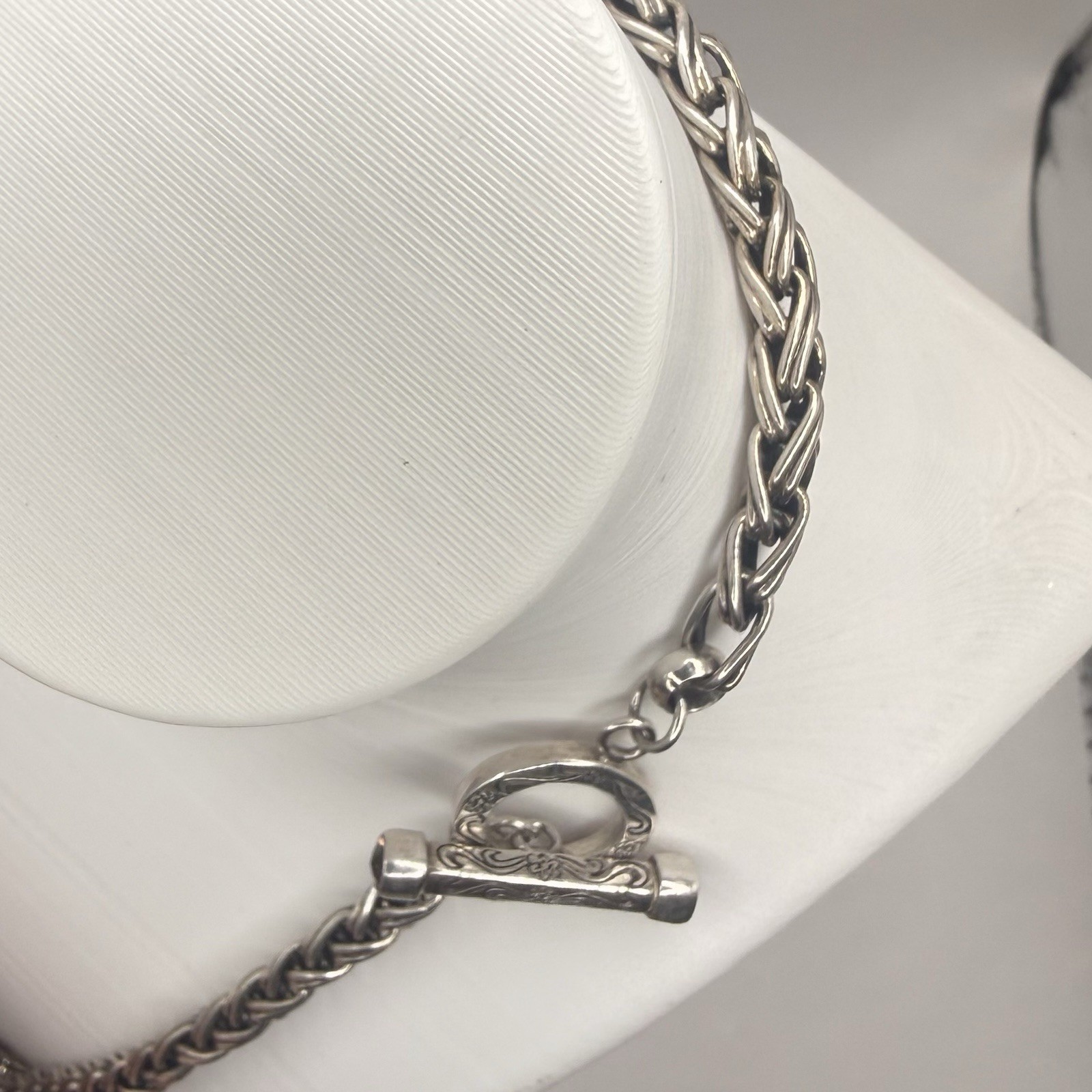 Fuzion 925 Sterling Silver Smoky Quartz Braided Chain Necklace 14” 50g Designer