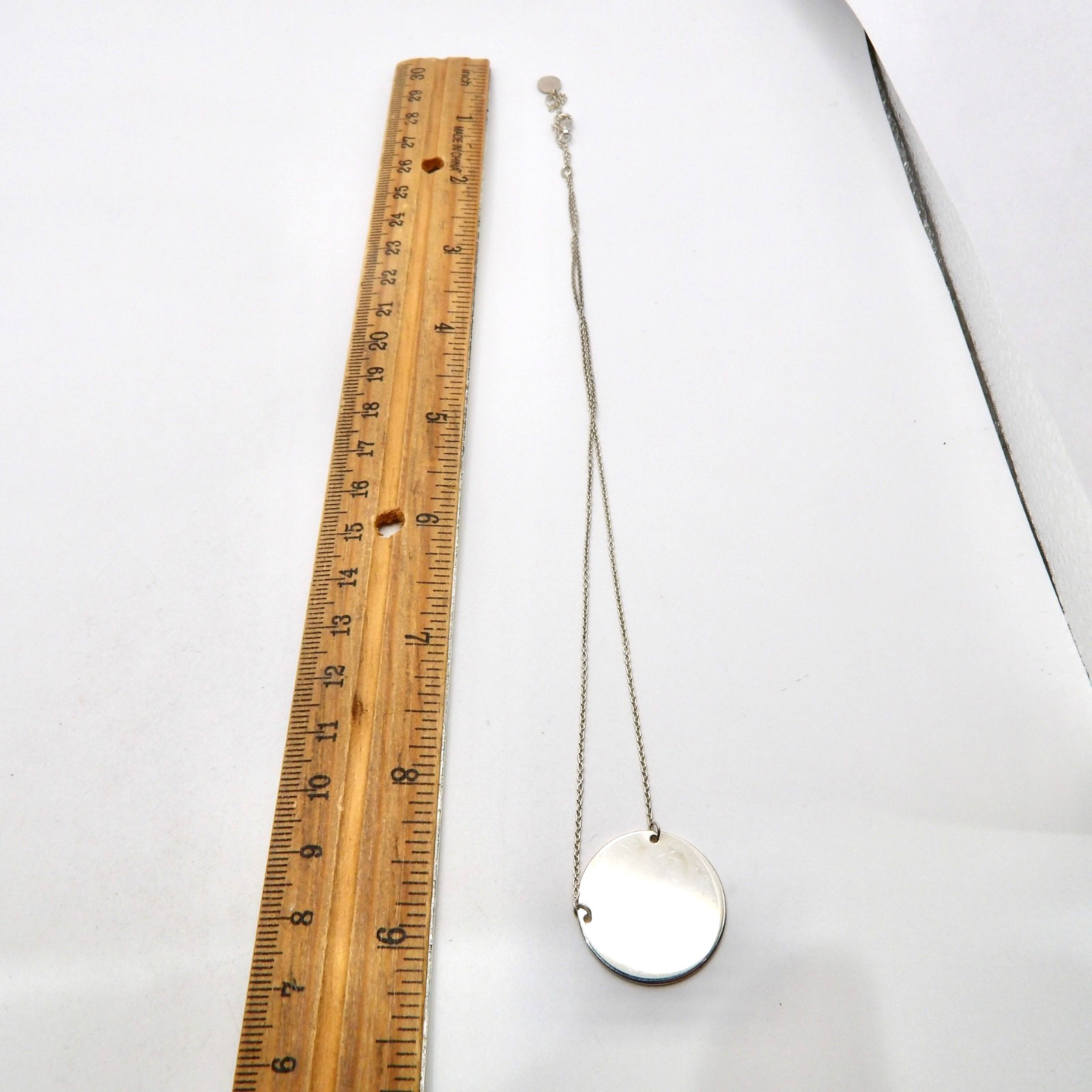 Stella Dot Sterling Silver Round Disc Charm Pendant Necklace 15-18in Engravable