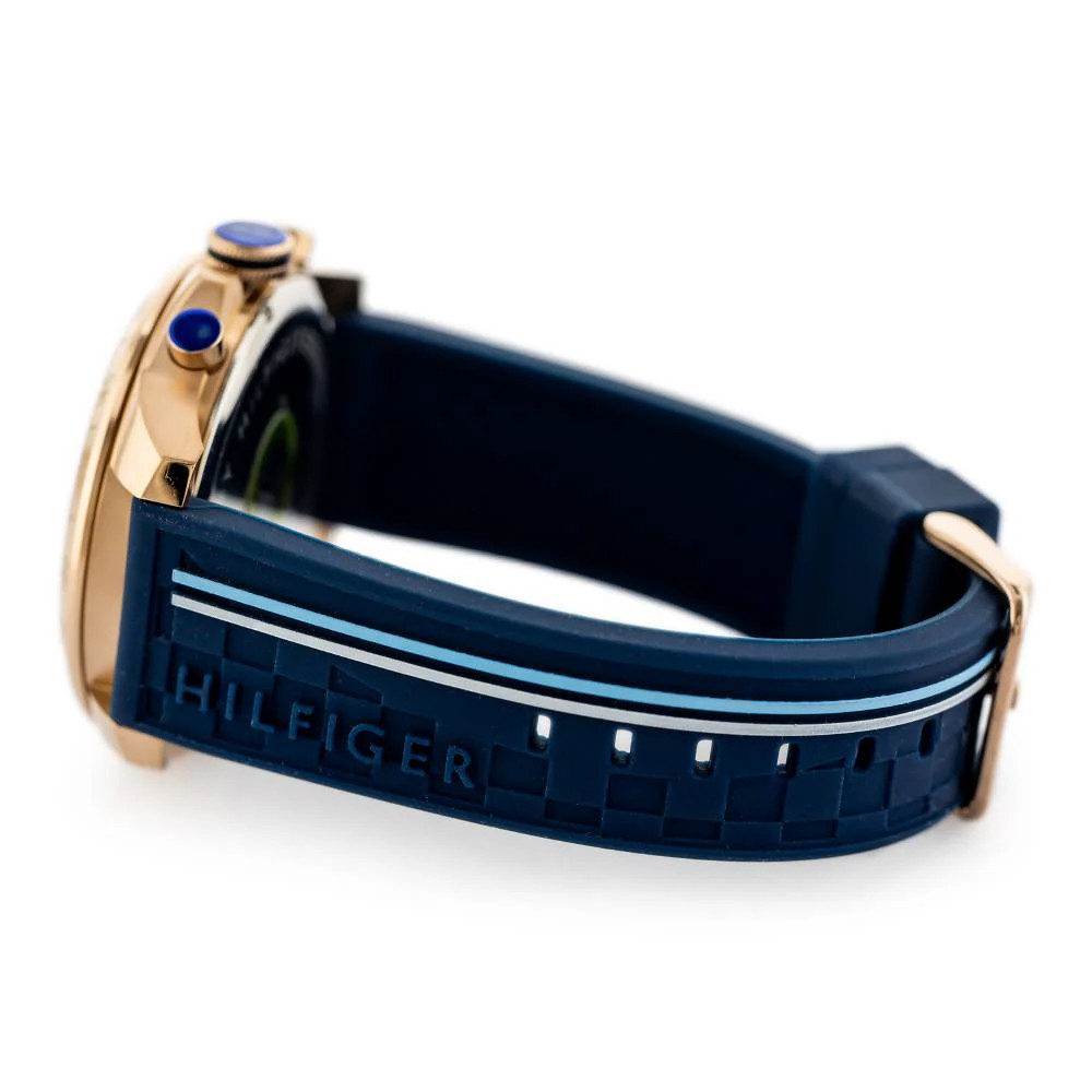 Tommy Hilfiger 1791474 Men’s Rose Gold Blue Band Blue Dial Watch 46mm