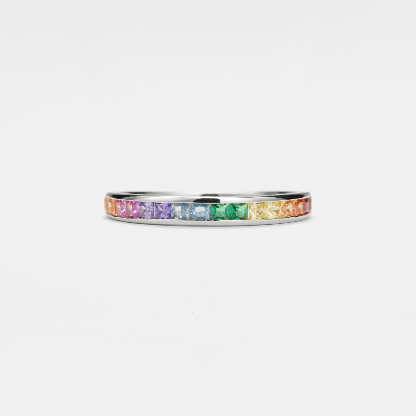 Rainbow LGBTQ Pride Stacked Band Ring in 925 Sterling Silver